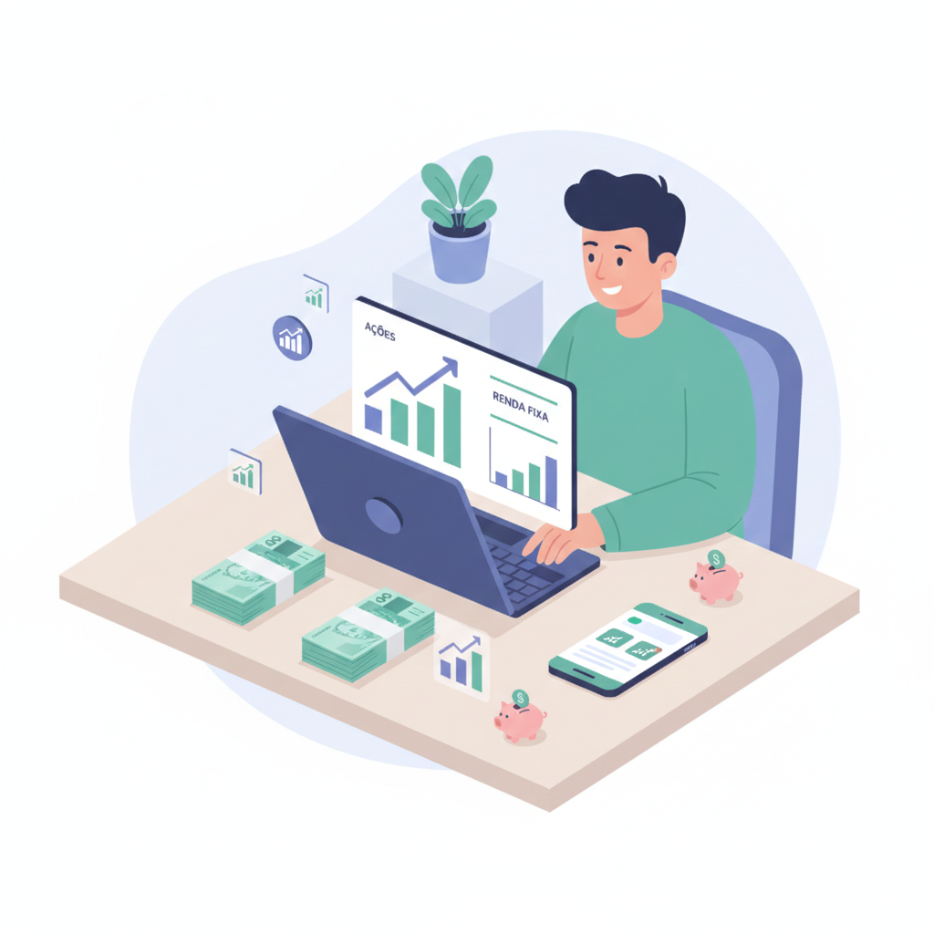 Pessoa analisando opções de investimento para iniciantes com 1000 reais no Brasil 2