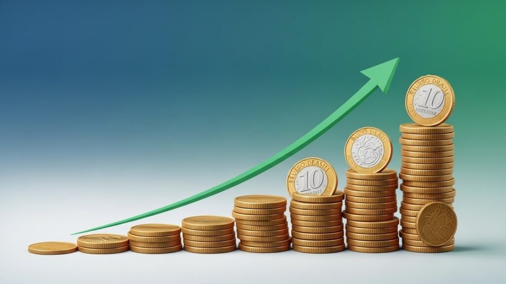 Gráfico ilustrando o crescimento dos juros compostos ao longo do tempo